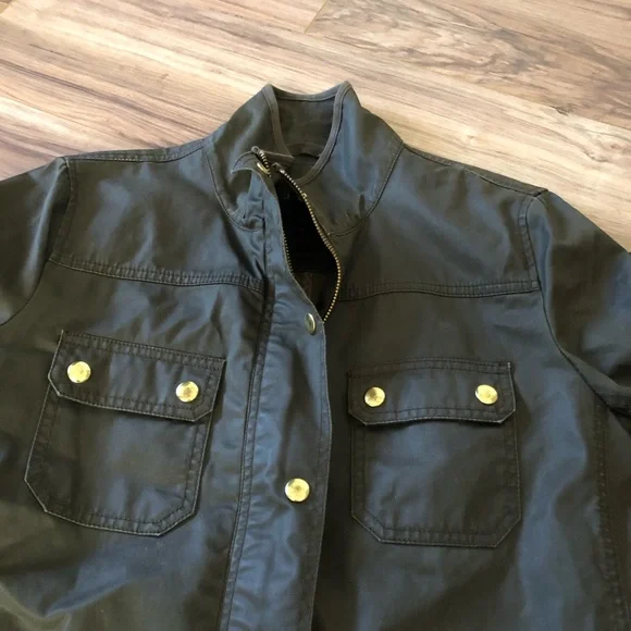 J Crew Downtown Coated Canvas Field Jacket Olive M - Picture 14 of 15
